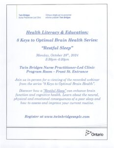 Health Literacy & Education : 8 Keys to Optimal Brain Health Series "Restful Sleep"